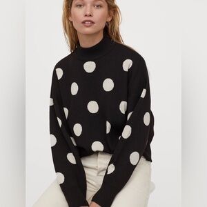 H&M — Black & White Polka Dot Turtleneck Sweater — Size: XS